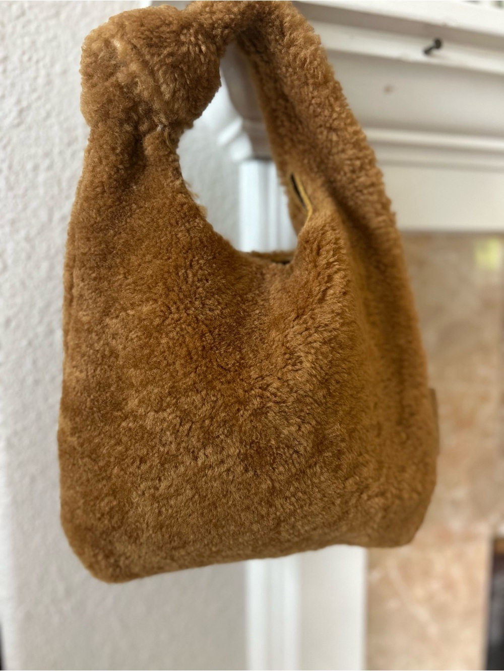 Loeffler Randall Shearling Mini Knot Handle Bag Brown